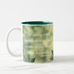Inspirerende natuurcitaat tweekleurige koffiemok