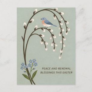 Inspirerende Pasen Vrede Vernieuwing Blauw Vogeltj Briefkaart