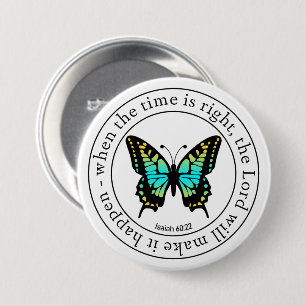 Inspirerende religieuze vlinder woordkunst ronde button 7,6 cm