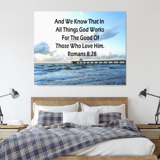 INSPIRERENDE ROMEINEN 8:28 BIJBELVERS CANVAS AFDRUK (Insitu (Slaapkamer))