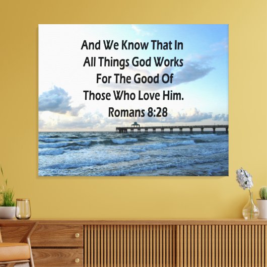 INSPIRERENDE ROMEINEN 8:28 BIJBELVERS CANVAS AFDRUK (Insitu (Woonkamer))