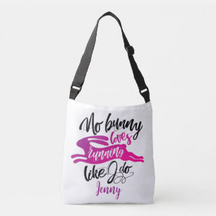 Inspirerende Roze Konijn Ren En Modern Schrift Crossbody Tas