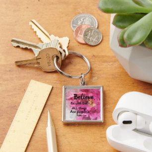 Inspirerende rozen sleutelhanger met Schrift