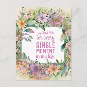 Inspirerende Spreuk Bloemrijke Houding van Dankbaa Briefkaart