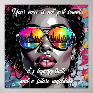 Inspirerende spreuk en stads vrouw poster