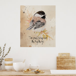 Inspirerende spreuk Waterverf Mees Vogel Poster
