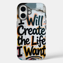 Inspirerende straat kunst typografie betonnen muur iPhone 16 hoesje