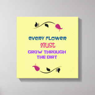 Inspirerende typografie quote met bloemtekening canvas afdruk
