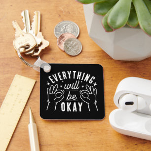 Inspirerende typografie quote zwart en wit sleutelhanger