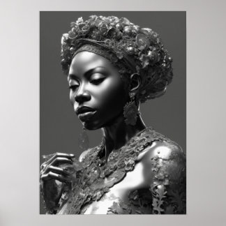 Inspirerende uitstraling: 3D-sculptuur van schoonh Poster