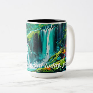 Inspirerende waterval mok voor een geweldige dag