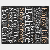 Inspirerende zinnen WordArt Patroon Wit Zwart Fleece Deken (Voorkant (Horizontaal))