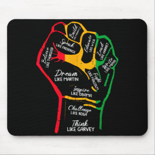 Inspirerende zwarte leiders Macht vuist hand zwart Muismat