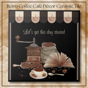 Inspirerende Zwarte Retro Koffiemolen Keuken Decor Tegeltje