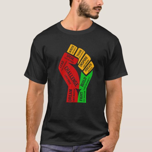 Inspiring Black Leaders Power Fist Hand Black Hist T-shirt (Voorkant)