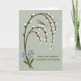 Inspiring Easter Peace Renewal Bluebird Willow Feestdagen Kaart