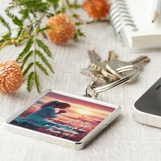 'Inspiring Faith' Premium Square Sleutelhanger (Zijkant)