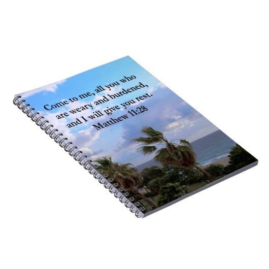 INSPIRING MATTHEW 11:28 SCRIPTURE ONTWERP NOTITIEBOEK (Rechterzijde)