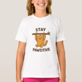 Inspiring "Stay pawsitive" Quote Print T-shirt (Voorkant)