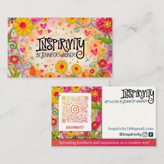 Inspirivity Fun Bloemen Contact Kaarten Visitekaartje (Voorkant / Achterkant)