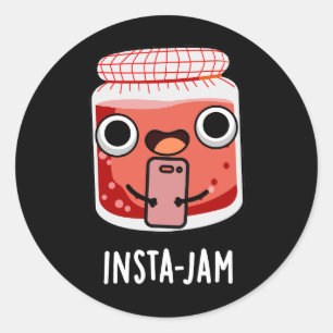 Insta-jam Funny Social Media Jam Pun Dark BG Ronde Sticker