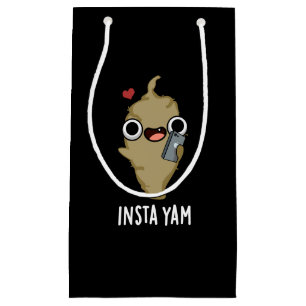 Insta-yam Funny Social Media Veggie Pun Dark BG Klein Cadeauzakje