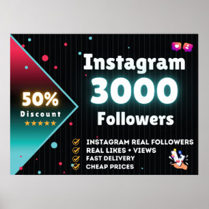 Instagram 3000 volgers Instagram volgers kopen Poster