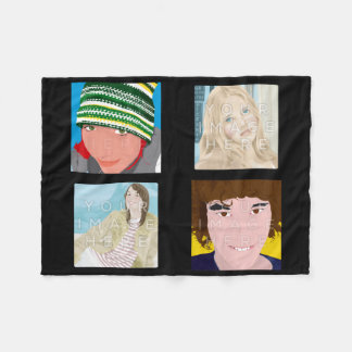 Instagram 4-Photo Black Custom Fleece Blanket Deken