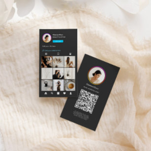 Instagram donker thema QR code 10 foto sociale med Visitekaartje