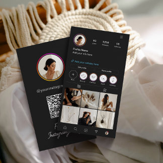 Instagram donker thema QR code 7 foto sociale medi Visitekaartje