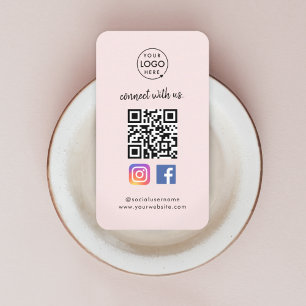 Instagram Facebook QR Code   Social Media Roze Visitekaartje
