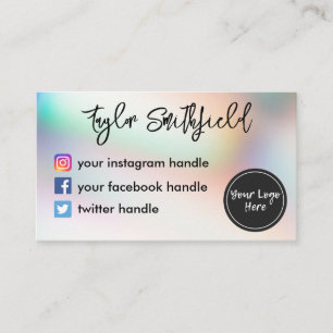Instagram facebook twitter holo gradiënt visitekaartje