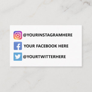 Instagram Facebook Twitter Visitekaartje
