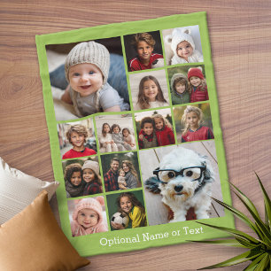 Instagram Foto Collage Tot 14 foto's Pistachio Fleece Deken