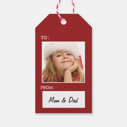 Instagram Foto Kerstcadeau Label Rood Cadeaulabel (Voorkant)