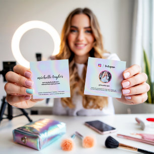 Instagram foto trendy holografische pastel regenbo contactkaartje