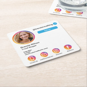 Instagram foto trendy social media modern vierkante kartonnen onderzetter