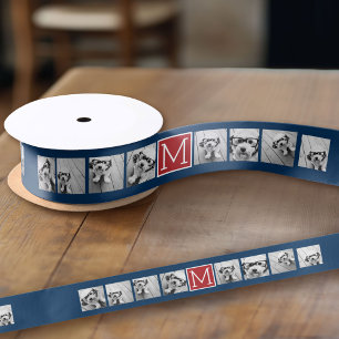 Instagram Fotocollage Monogram - Blauw en Rood Lint