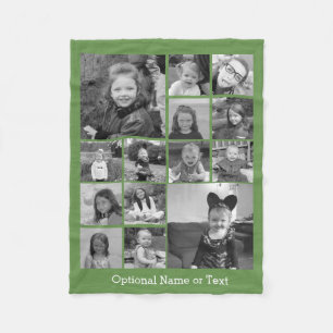 Instagram fotocollage - tot 14 foto's groen fleece deken