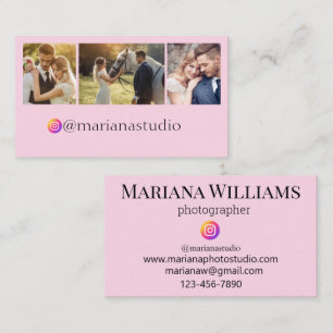 instagram fotograaf 3 foto collage roze visitekaartje