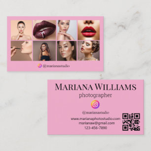 Instagram Fotograaf 8 Foto's QR Code Roze Visitekaartje