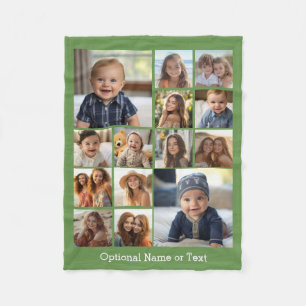 Instagram Fotosamenstelling - Tot 14 foto's Groen Fleece Deken