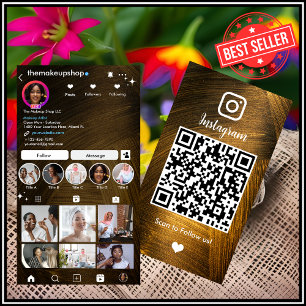 Instagram Gouden & Zwarte Metalen QR-code Visitekaartje