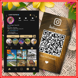 Instagram LUXURY Goud & Zwart Metalen QR Code Visitekaartje