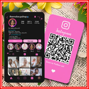 Instagram Make-up Artiest Influencer Roze QR Code Visitekaartje