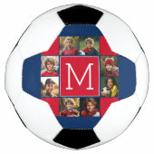 Instagram Photo Collage Monogrammen - Rode marine Voetbal (Voorkant)