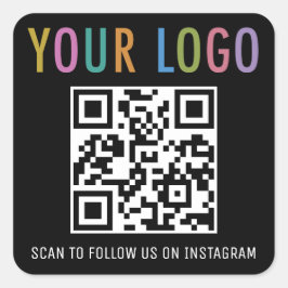 Instagram QR Code Stickers met Logo Black Square