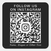 Instagram QR-code Zwart Vierkante Sticker (Voorkant)