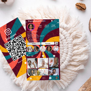 Instagram Retro Vintage Rays QR-code sociale media Visitekaartje