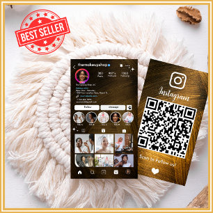 Instagram Rustic Gouden Metaal QR Code Sociale Med Visitekaartje